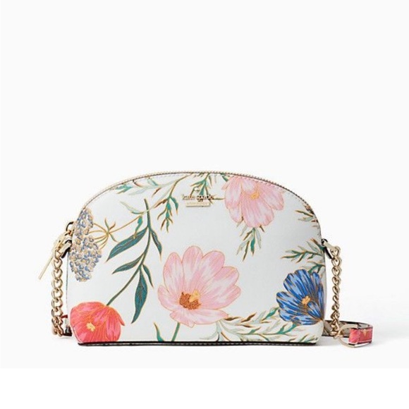 KATE SPADE White Pink & Blue Floral Bloom Blossom Hilli Dome Crossbody Bag - Picture 8 of 12